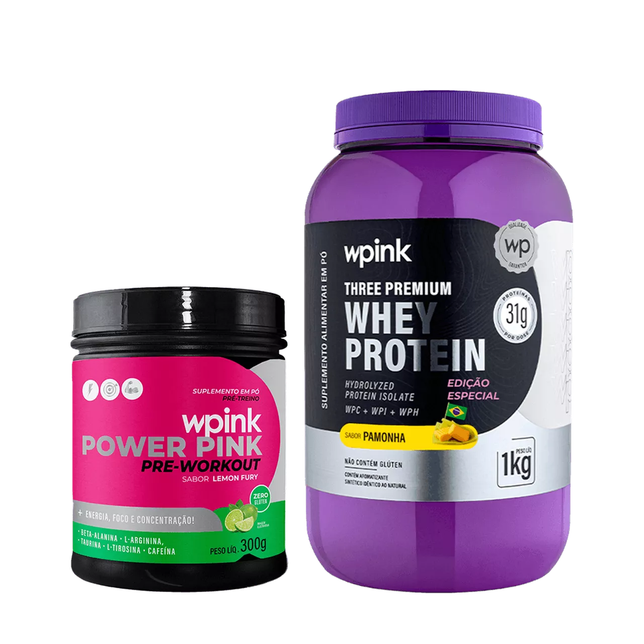 whey protein pamonha – 1 kg + super power pink de limão 300g