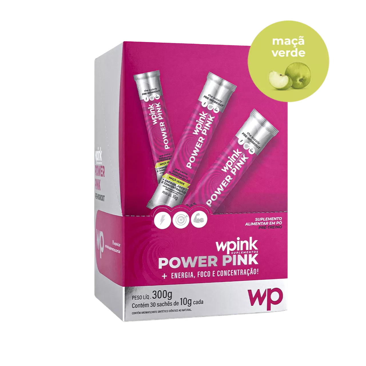 power pink de maçã verde - pré-treino – 300g